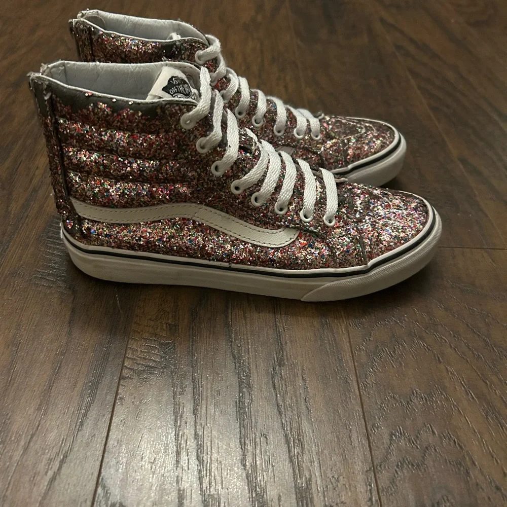 Vans Sk8-Hi Slim Zip Sneakers Pink Chunky Glitter Unisex Women’s 7.5 Men’s 6.0 - Picture 4 of 9